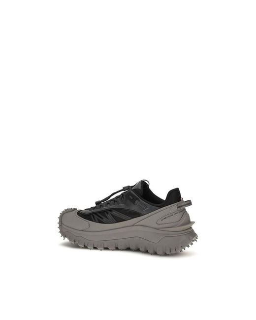 Moncler Black Gray Calf Leather Bos Taurus Athletic Sneakers for men