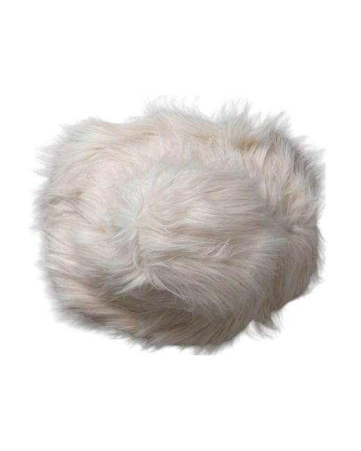 Dolce & Gabbana Natural Off Acrylic Fur Womenbucket Hat