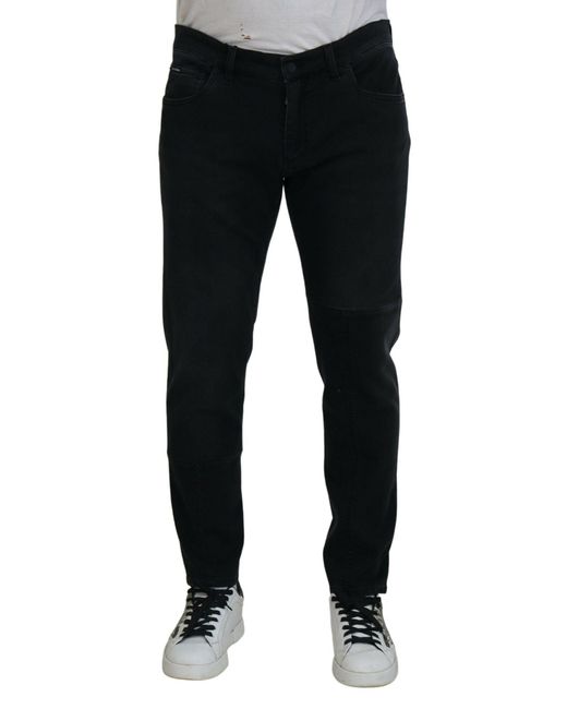 Dolce & Gabbana Black Angel Embroidery Skinny Denim Jeans for men