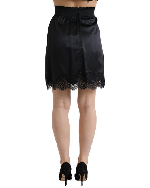 Dolce & Gabbana Black Lace High Waist Pencil Cut Mini Skirt