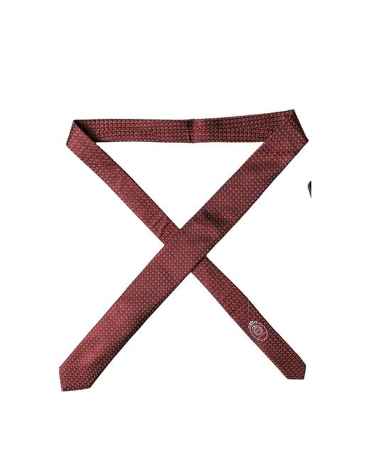 Dolce & Gabbana Red Geometric Silk Adjustable 'Sd Neckmen's Tie for men