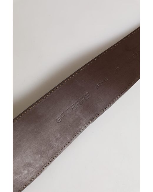 Gianfranco Ferré Brown Genuine Leather Logo Wide Waist Belt