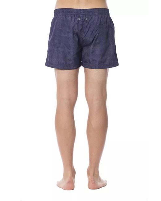Roberto Cavalli Blue Printed Swimsuit Elegance for men