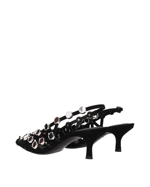 The Attico Black Leather Stiletto Heel Sandals