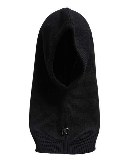 Dolce & Gabbana Black Wool Whole Head Wrap Balaclava Hat for men