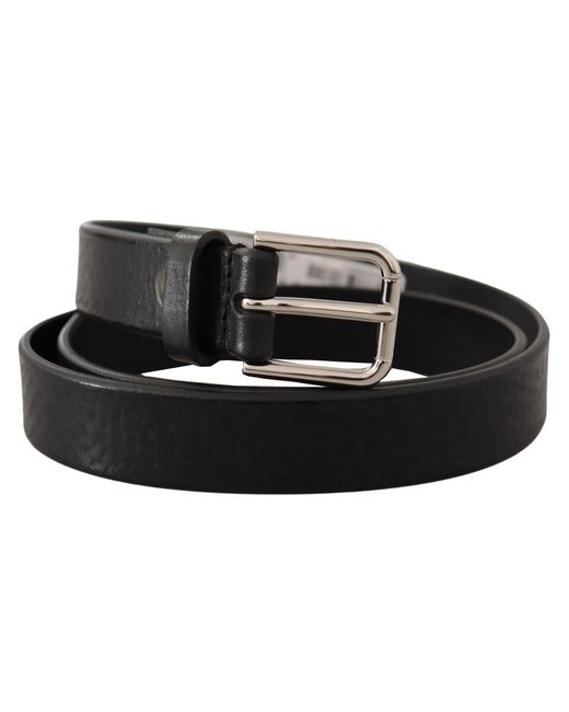 Dolce & Gabbana Black Elegant Leather Belt With Metal Buckle for men