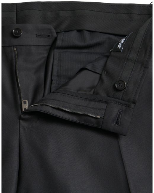 Dolce & Gabbana Black Wool Silk Skinny Dress Pants for men
