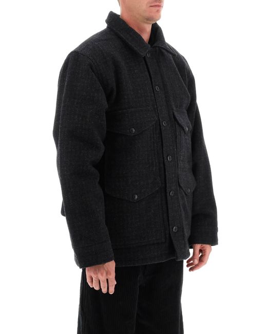 Filson Black Padded Mackinaw Wool Cruiser Jacket for men
