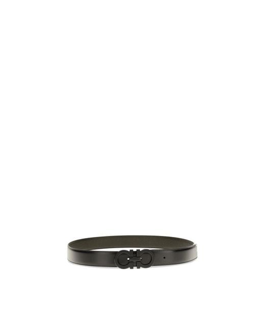 Ferragamo Black Calf Leather Bos Taurus Regular Belt for men