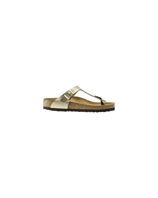 Birkenstock Metallic Gold Synthetic Flat Sandals
