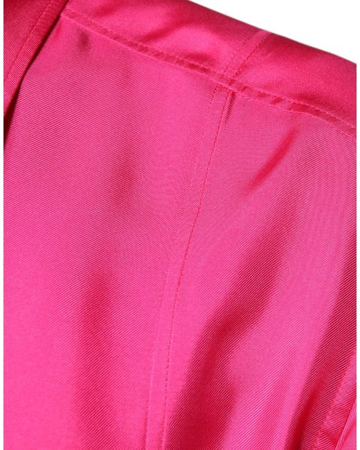 Dolce & Gabbana Pink Silk Collared Button Down Men Shirt for men