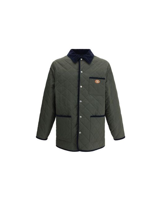 Valentino Gray Logo Quilted Jacket for men