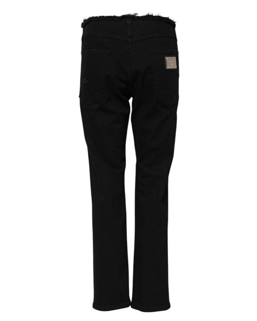 Dolce & Gabbana Black Cotton Mid Waist Flared Denim Jeans for men