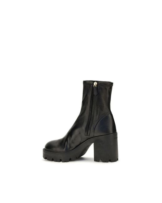 Prada Black Calf Leather Bos Taurus Ankle Boots