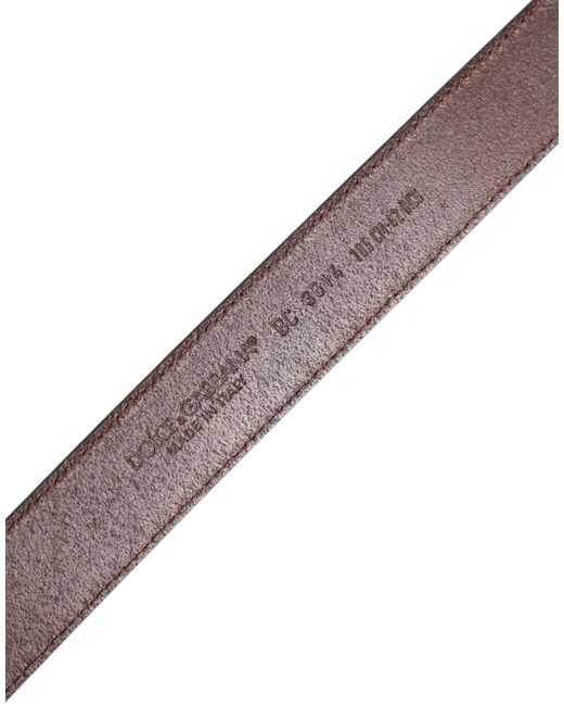 Dolce & Gabbana Brown Classic Calf Leather Metal Buckle Belt for men