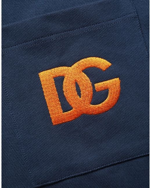 Dolce & Gabbana Navy Blue Cotton Logo Short Sleeves Men Polo T for men