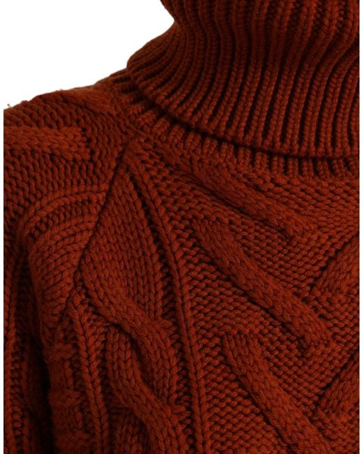 Dolce & Gabbana Red Wool Knit Turtleneck Pullover Sweater