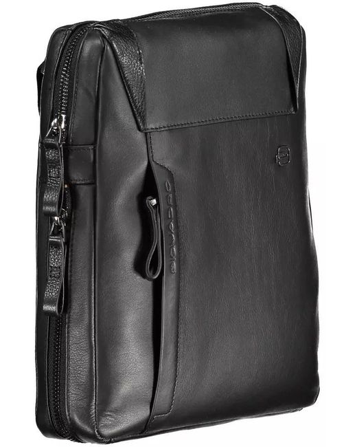 Piquadro Elegant Black Leather Shoulder Bag for men