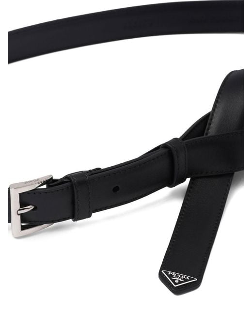 Prada Brown Logo Plaque Leather Belt