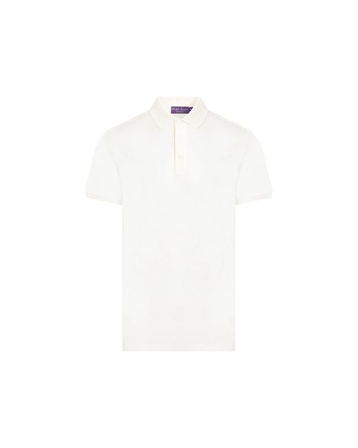 Ralph Lauren Purple Label White Cream Short Sleeve Cotton Polo for men