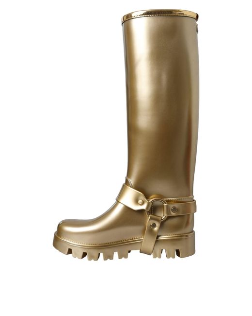 Dolce & Gabbana White Metallic Rubber Pvc Rain Boots Shoes