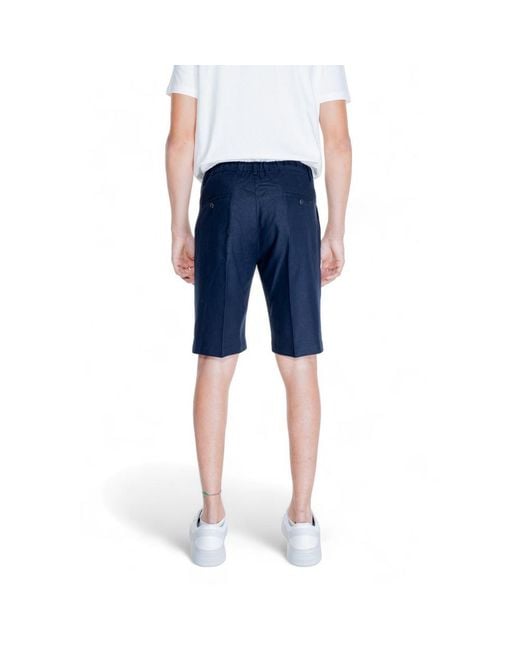 Antony Morato Blue Linen Bermuda Shorts for men
