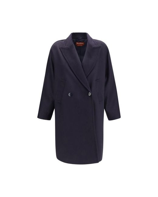 Max Mara Blue Wool Oves Aries Coat