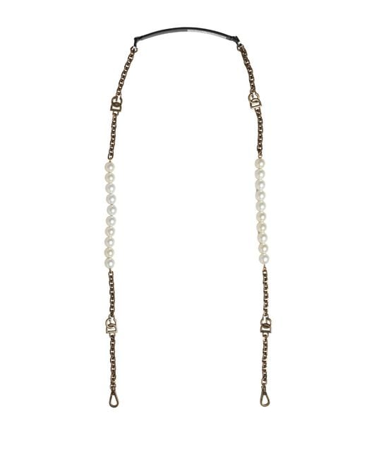 Dolce & Gabbana White Black Leather Gold Chain Bag Accessory Shoulder Strap