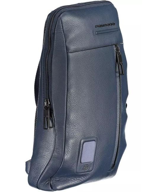 Piquadro Sleek Blue Leather Shoulder Laptop Bag for men