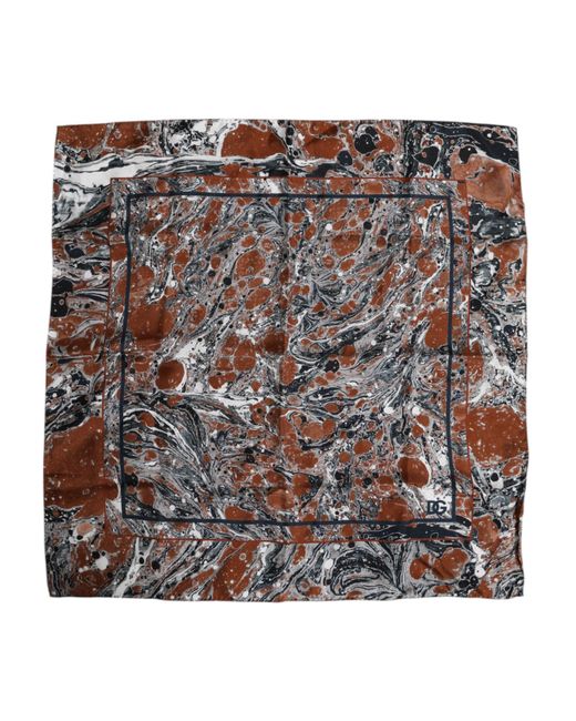 Dolce & Gabbana Metallic Marble Silk Square Foulard Scarf for men