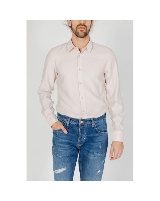Antony Morato Gray Beige Viscose Dress Shirt for men