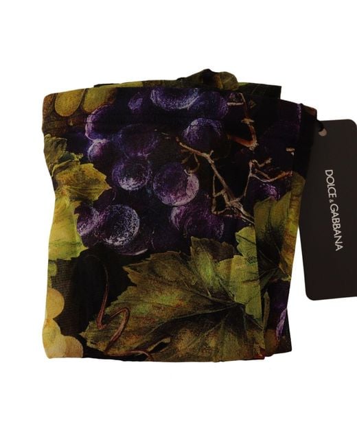 Dolce & Gabbana Black Elegant Grapes Printed Nylon Tights