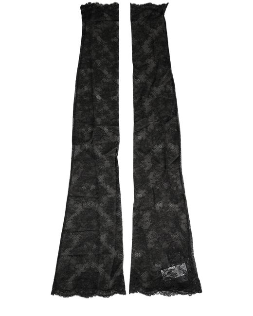 Dolce & Gabbana Black Floral Lace Nylon Stretch Knee High Socks