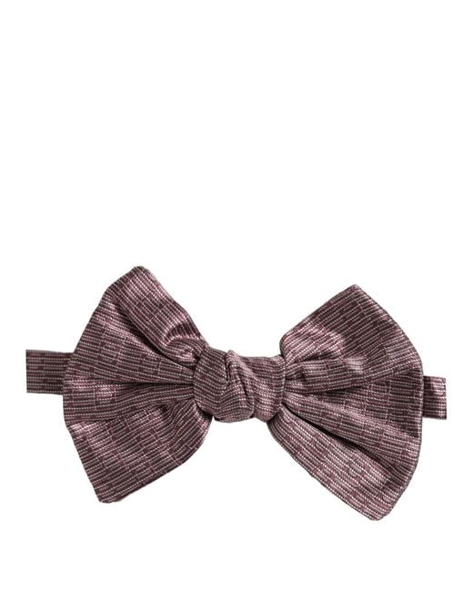 Dolce & Gabbana Brown Men Maroon 100% Silk Adjustable Neck Papillon Bow Tie for men