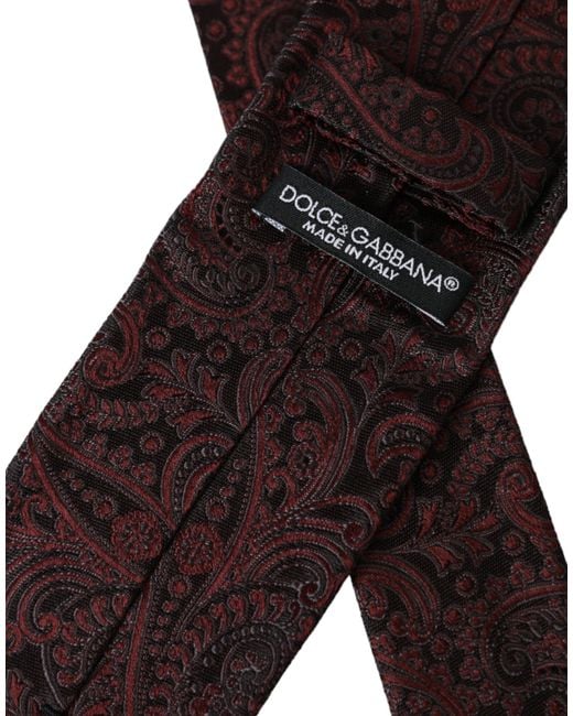 Dolce & Gabbana Red Patterned Silk Adjustable Tie for men