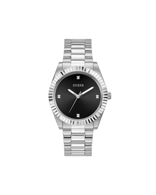 Guess Metallic Gray Stainless Steel Dress Watch for men