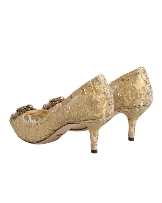 Dolce & Gabbana Natural Gold Taormina Lace Devotion Pumps Shoes