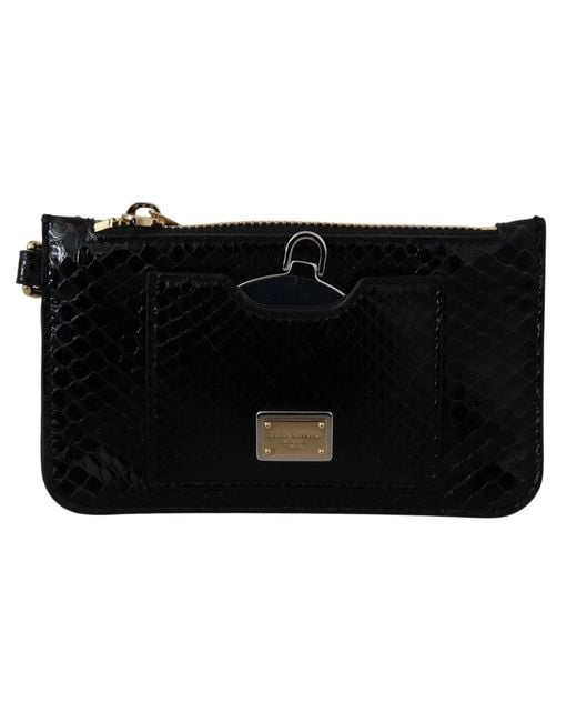 Dolce & Gabbana Black Leather Coin Purse Wristlet Mirror Agnese Wallet