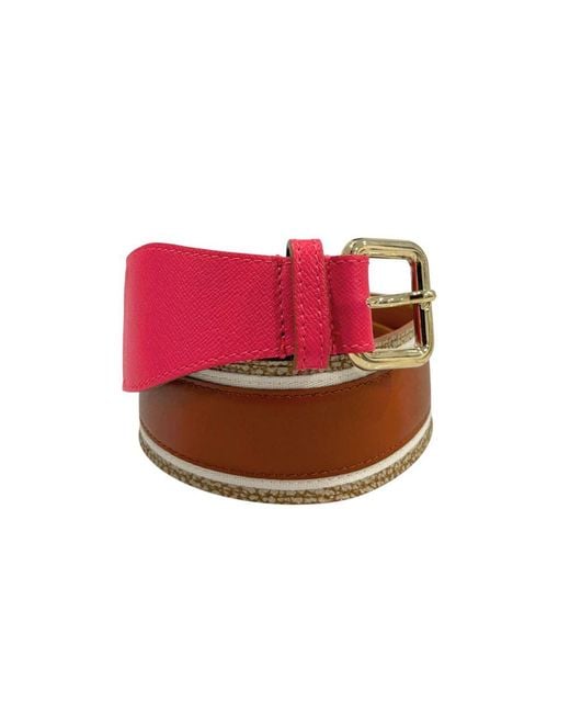 Borbonese Red Pink Genuine Leather Belt