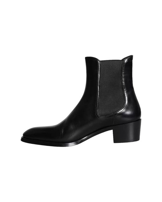 Dolce & Gabbana Black Leather Chelsea Ankle Boots Shoes for men