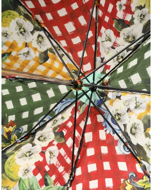 Dolce & Gabbana Multicolor Carretto Siciliano Print Collapsible Umbrella