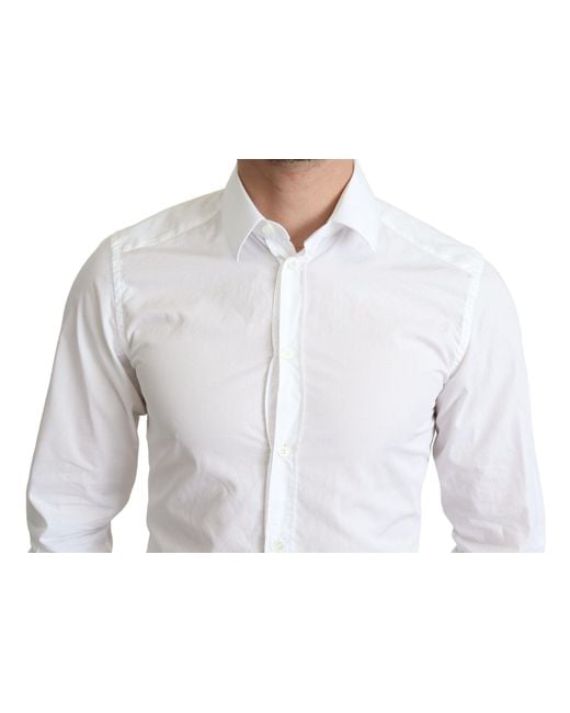 Dolce & Gabbana White Cotton Long Sleevesformal Shirt for men