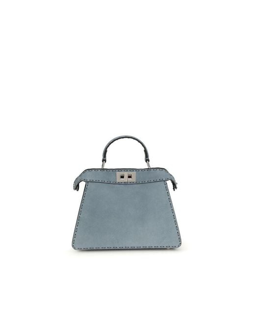 Fendi Blue Calf Leather Bos Taurus Handbag