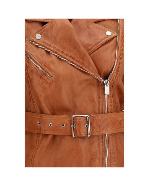 Pinko Brown Goatskin Sleeveless Jacket