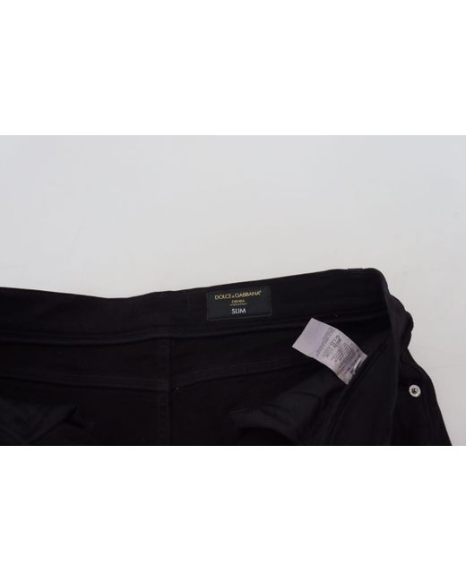 Dolce & Gabbana Black Svelte Tattered Slim Fit Denim for men