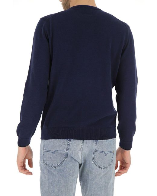 KENZO Blue Cotton Crewneck Sweater With Tiger Logo for men