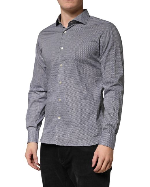 Domenico Tagliente Gray Patterned Long Sleeves Dress Shirt for men