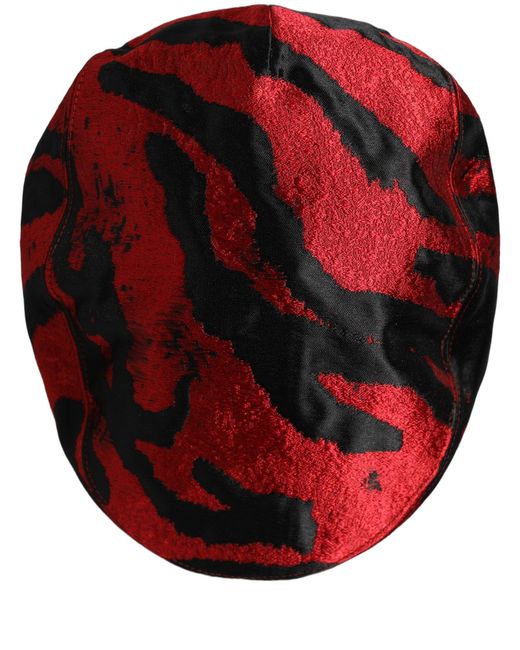 Dolce & Gabbana Men Red Black Stripe Cotton Newsboy Capello Hat for men