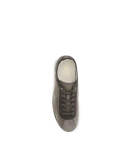 Brunello Cucinelli Gray Calf Leather Bos Taurus Sneakers for men