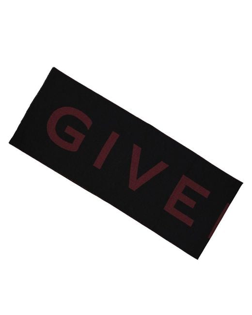 Givenchy Black Wool Logo Scarf for men